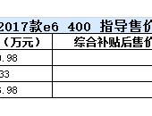 补贴后售20.98万起 2017款e6 400上市
