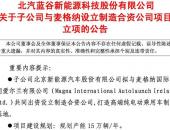 北汽新能源与麦格纳设立制造合资公司