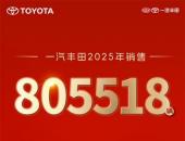 2025年一汽丰田新车销售805518辆，成就连续三年正增长主流合资车企