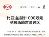 比亚迪宣布捐赠1000万元驰援西藏吉隆灾区